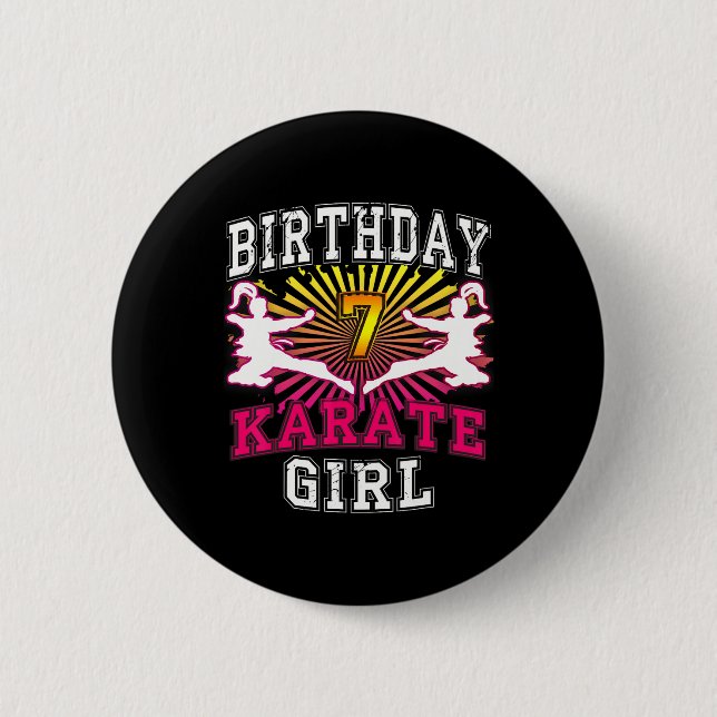 7th Birthday Girl Shirt - Karate 7 Years Old Kid  Button (Front)