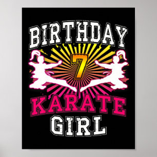 7th Birthday Girl Shirt - Karate 7 Years Old Kid Poster
