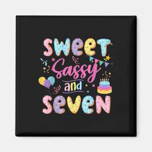 7th Birthday Girl Sweet Sassy And Seven Donut 7 Ye Magnet