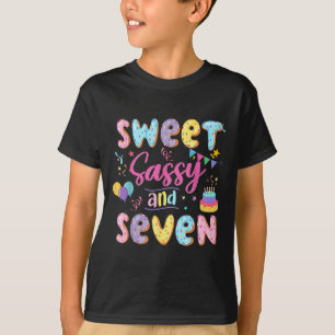 7th Birthday Girl Sweet Sassy And Seven Donut 7 Ye T-Shirt