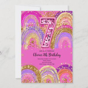 7th Birthday Girls Invitation