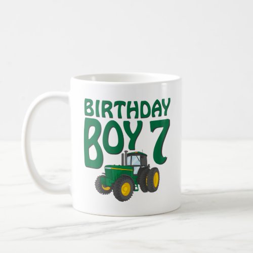 7th Birthday Green Farm Tractor 7 Year Old  Coffee Mug