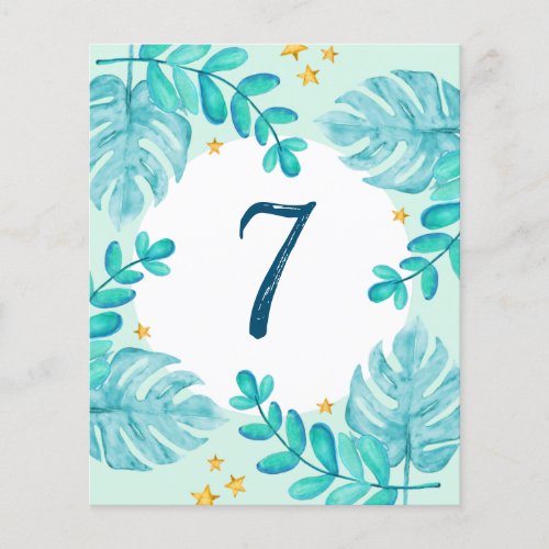 7th Birthday Greenery jungle blue Boy invitations Flyer