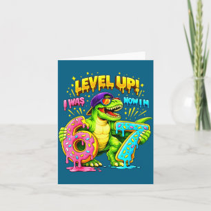 7Th birthday i six now i'm seven dinosaur funny 67 Card