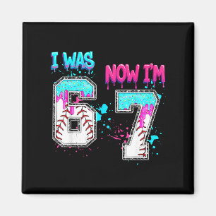 7th Birthday I Was 6 Now I'm 7 Baseball Ice Cream Magnet