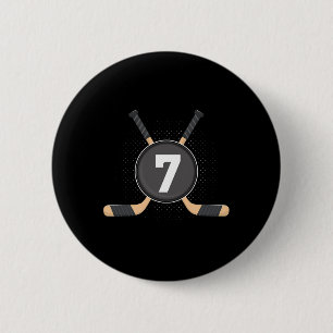 7th Birthday Ice Hockey 7 Years Old Themed Birthda Button