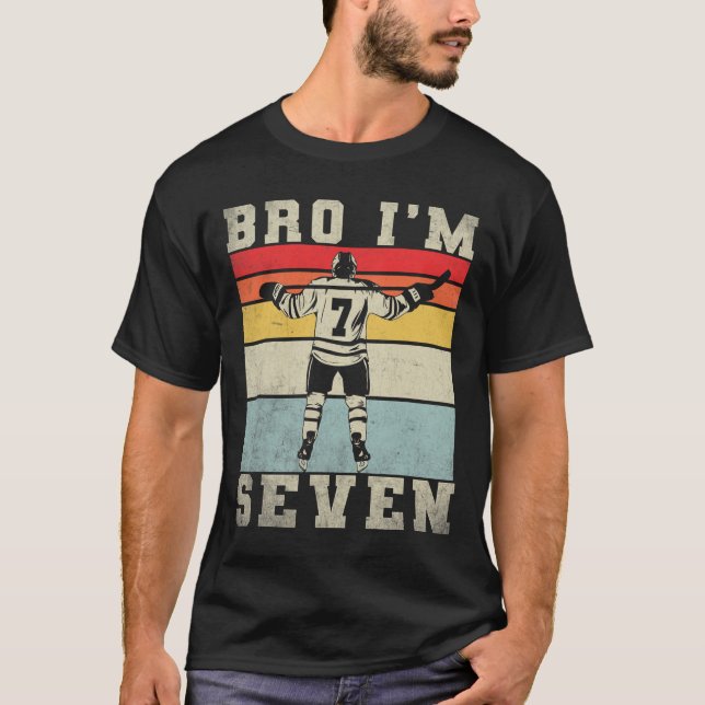 7th Birthday Ice Hockey Boy 7 Year Old Hockey Play T-Shirt (Front)