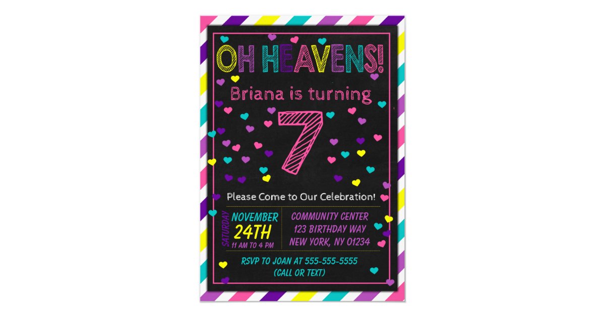 7th Birthday Invitation for a Girls Birthday Party | Zazzle.com