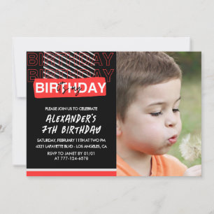 7th birthday invitations boy Party Photo Red