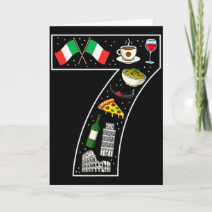 7th Birthday Italian Culture 7 Year Old Italy Flag Card