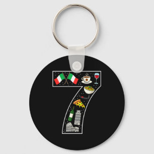 7th Birthday Italian Culture 7 Year Old Italy Flag Keychain