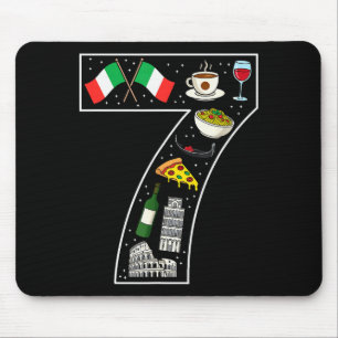 7th Birthday Italian Culture 7 Year Old Italy Flag Mouse Pad