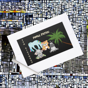 7th Birthday Jungle Safari Elephant Zebra Unicorn Rectangular Sticker