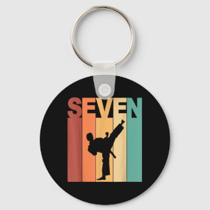 7th Birthday Karate Taekwondo Theme 7 Year Old Keychain