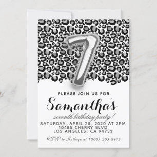 7th Birthday Leopard Animal Print Invitation