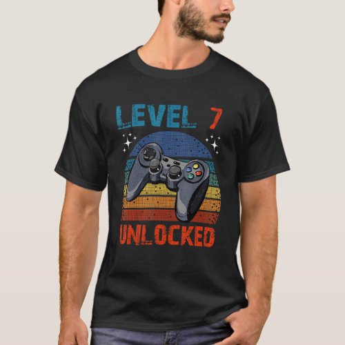 7th Birthday  Level 7 Unlockd Video Games Gaming 1 T_Shirt