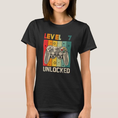 7th Birthday  Level 7 Unlockd Video Games Gaming T_Shirt