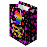 [ Thumbnail: 7th Birthday: Loving Hearts Pattern, Rainbow # 7 Gift Bag ]