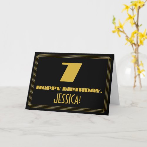 7th Birthday Name  Art Deco Inspired Look 7 Card