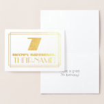 [ Thumbnail: 7th Birthday; Name + Art Deco Inspired Look "7" Foil Card ]