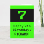 [ Thumbnail: 7th Birthday: Nerdy / Geeky Style "7" and Name Card ]