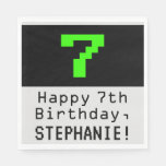 [ Thumbnail: 7th Birthday - Nerdy / Geeky Style "7" & Name Napkins ]