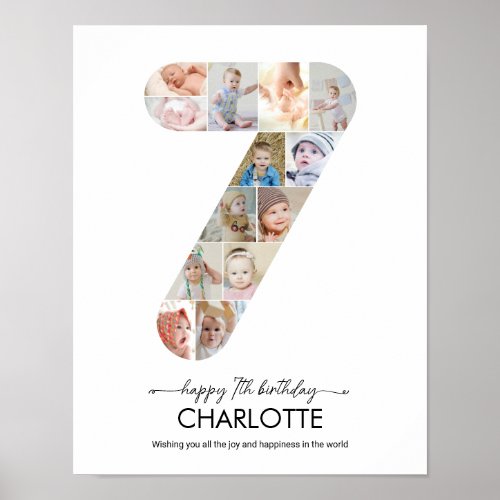 7th Birthday Number 7 Photo Collage Custom Picture