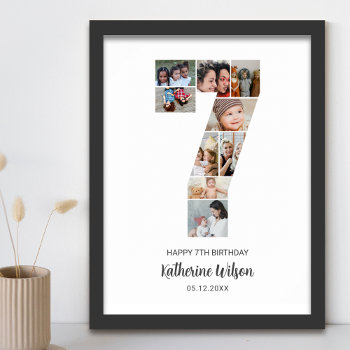 7th Birthday Number 7 Photo Collage Custom Picture Poster by raindwops at Zazzle