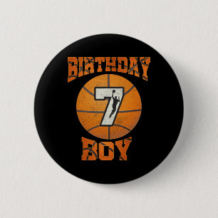7th Birthday Outfit Boy Basketball Seven 7 Year Ol Button