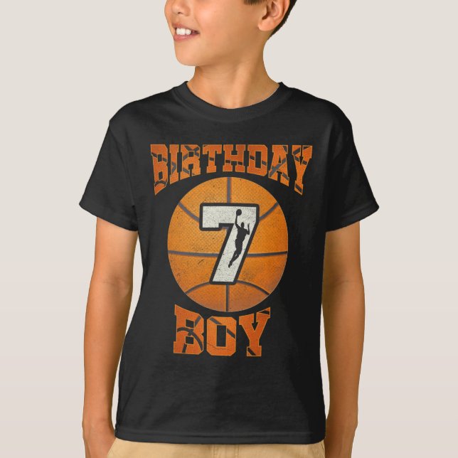 7th Birthday Outfit Boy Basketball Seven 7 Year Ol T-Shirt (Front)