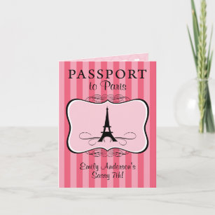 7th Birthday Paris Passport Invitation