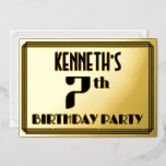 [ Thumbnail: 7th Birthday Party: Art Deco Look “7” and Name Invitation ]