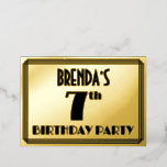 [ Thumbnail: 7th Birthday Party — Art Deco Look “7” + Name Invitation ]