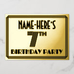 [ Thumbnail: 7th Birthday Party — Art Deco Style “7” & Name Invitation ]