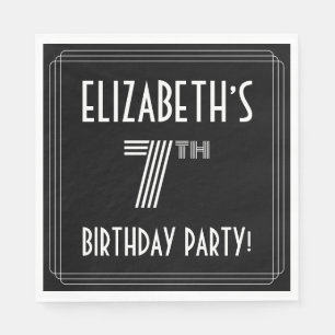7th Birthday Party: Art Deco Style + Custom Name Napkins