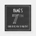 [ Thumbnail: 7th Birthday Party: Art Deco Style + Custom Name Napkins ]