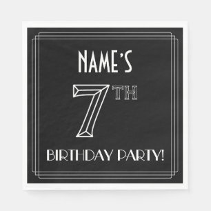 7th Birthday Party: Art Deco Style + Custom Name Napkins