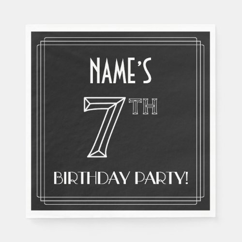 7th Birthday Party Art Deco Style  Custom Name Napkins