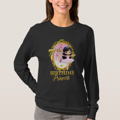 7th Birthday Party Ballerina Dancer Ballet Tutu Gi T_Shirt