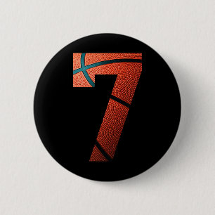 7th Birthday Party Basketball Print Number 7 Tee  Button