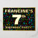 [ Thumbnail: 7th Birthday Party — Fun, Colorful Music Symbols Invitation ]