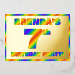 [ Thumbnail: 7th Birthday Party — Fun, Rainbow Spectrum “7” Invitation ]