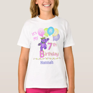 7th Birthday Party Girl Princess Bear T-Shirt