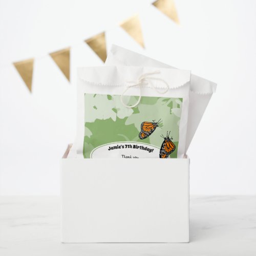 7th Birthday Party Monarch Butterfly Green Favor Bag