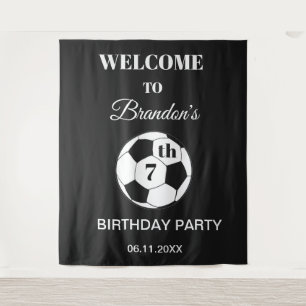 7th Birthday Party Soccer Green Boys Sports Tapestry