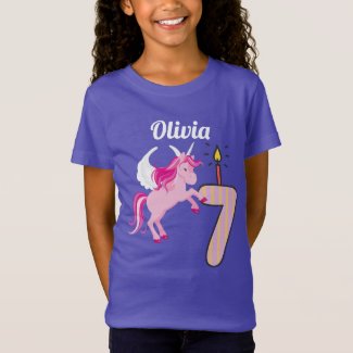 7th Birthday Personalized Name Unicorn Shirt