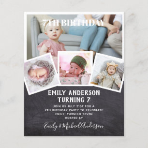 7TH Birthday Photo Collage Invite Boy Girl Mixed Flyer