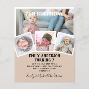 7TH Birthday Photo Collage Invite Boy Girl Mixed Flyer
