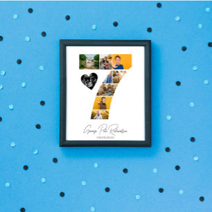 7th Birthday Photo Collage Poster Keepsake