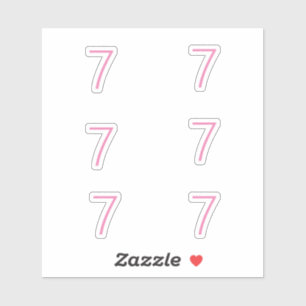 7th Birthday Pink Number Seven Pattern Custom Age Sticker